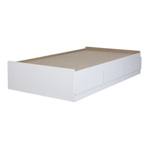 south shore fusion mates bed with 3 drawers, twin, pure white