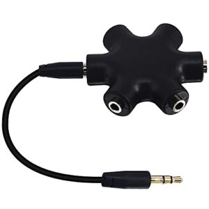 onelinkmore Headphone Splitter, 5-Jack 3.5 mm Audio Headphone Splitter Stereo Audio Headset Adapter, Audio Earbuds Earphones Plug 5 Way 1 Male to 4 Female Splitter with 3.5mm Stereo Cable