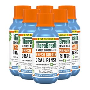 therabreath fresh breath dentist formulated oral rinse, icy mint, 3 ounce (pack of 6)