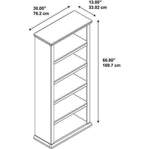 Bush Furniture Yorktown 5 Shelf Bookcase in Antique Cherry