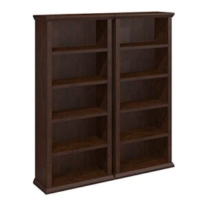 bush furniture yorktown bookcases in antique cherry - set of two