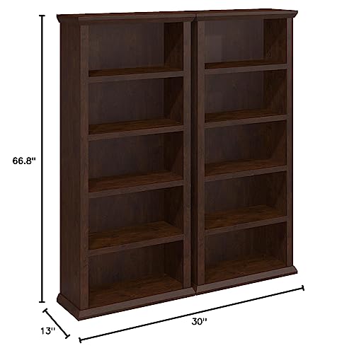 Bush Furniture Yorktown Bookcases in Antique Cherry - Set of Two