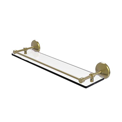 Allied Brass MC-1/22-GAL-SBR Mc 1 Gal Monte Carlo Inch Tempered Gallery Rail Glass Shelf, 22 Inch, Satin Brass