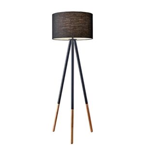 adesso 6285-01 louise, 60.25 in., 150 w incandescent/ equiv. cfl, black painted metal w/ wood tips, 1 floor lamp