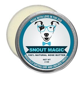 snout magic: 100% organic and natural dog nose butter (2oz) - proven to cure your dog's dry, chapped, cracked, and crusty nose