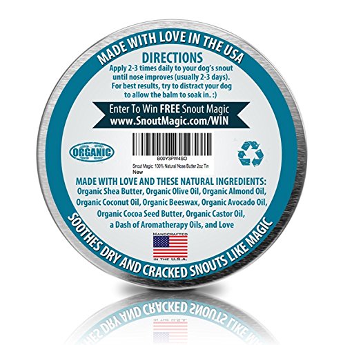 Snout Magic: 100% Organic and Natural Dog Nose Butter (2oz) - Proven to Cure Your Dog's Dry, Chapped, Cracked, and Crusty Nose