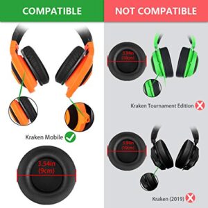 Geekria QuickFit Replacement Ear Pads for Razer Kraken Mobile Headphones Ear Cushions, Headset Earpads, Ear Cups Cover Repair Parts (Black)