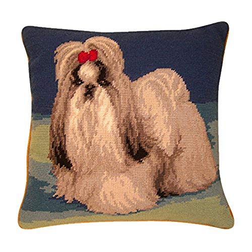 Elegant Décor Needlepoint Pillow Shih Tzu