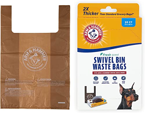 Swivel Bin Waste Bag and Rake Dog Pooper Scooper, Refill Bags (3-Pack, 20 Count)