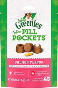 greenies pill pockets salmon treats for cat, 1.6 oz, pack of 3