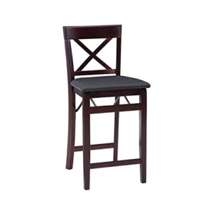 linon triena x back folding counter stool, brown