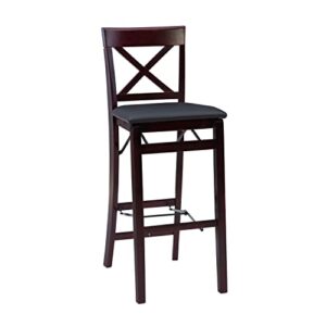 linon triena x back folding bar stool, brown