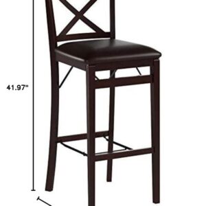 Linon Triena X Back Folding Bar Stool, Brown