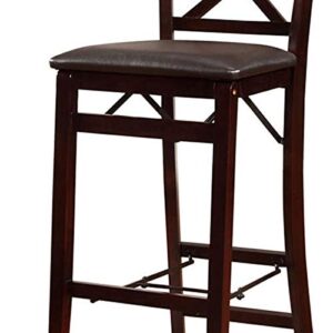 Linon Triena X Back Folding Bar Stool, Brown