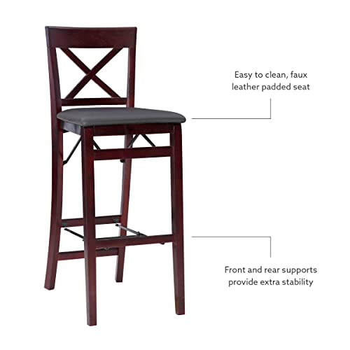 Linon Triena X Back Folding Bar Stool, Brown