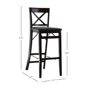 Linon Triena X Back Folding Bar Stool, Brown