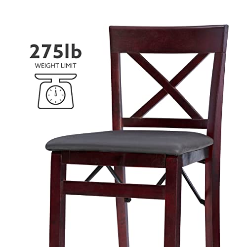 Linon Triena X Back Folding Bar Stool, Brown