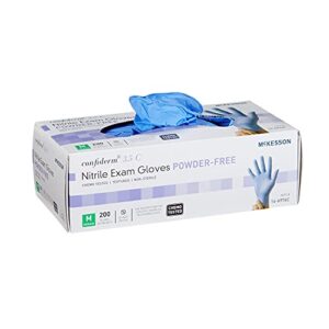 mckesson confiderm 3.5c nitrile exam gloves, non-sterile, powder-free, blue, medium, 200 count, 1 box
