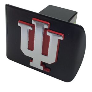 amg university of indiana metal emblem (chrome with red trim) on black metal hitch cover