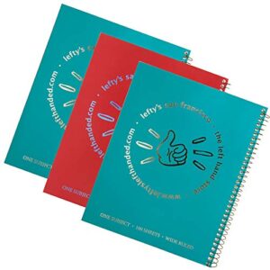 left-handed only from lefty's wide ruled notebook with logo cover, set of 3, assorted colors
