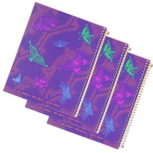 left-handed wide ruled notebook with butterfly design, set of 3
