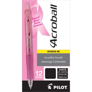 PILOT Acroball Colors Advanced Ink Refillable & Retractable Ball Point Pens, Fine Point, Black Ink, 12-Pack (31973)