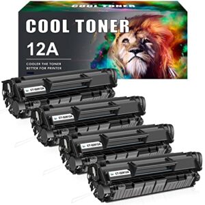 cool toner compatible toner cartridge replacement for hp 12a q2612a for hp laserjet 1020 1022 1018 1010 1012 3050 3015 3055 3030 mf4350d mf4150 mf4370dn d420 mf4270 printer (black 4pack)