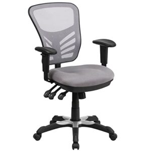flash furniture nicholas mid-back gray mesh multifunction executive swivel ergonomic office chair with adjustable arms