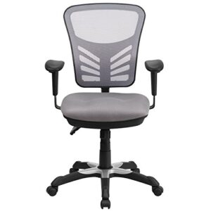 Flash Furniture Nicholas Mid-Back Gray Mesh Multifunction Executive Swivel Ergonomic Office Chair with Adjustable Arms