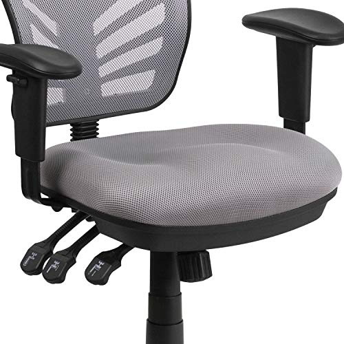 Flash Furniture Nicholas Mid-Back Gray Mesh Multifunction Executive Swivel Ergonomic Office Chair with Adjustable Arms