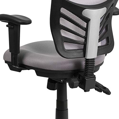 Flash Furniture Nicholas Mid-Back Gray Mesh Multifunction Executive Swivel Ergonomic Office Chair with Adjustable Arms