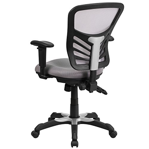 Flash Furniture Nicholas Mid-Back Gray Mesh Multifunction Executive Swivel Ergonomic Office Chair with Adjustable Arms