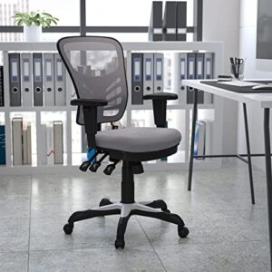 Flash Furniture Nicholas Mid-Back Gray Mesh Multifunction Executive Swivel Ergonomic Office Chair with Adjustable Arms