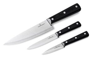 culina 3-piece chef knife set. triple-rivet, full-tang : 8-inch chef knife, 5-inch utility knife, 3.5-inch paring knife
