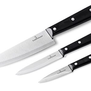 Culina 3-Piece Chef Knife Set. Triple-rivet, Full-tang : 8-inch Chef Knife, 5-inch Utility Knife, 3.5-inch Paring Knife