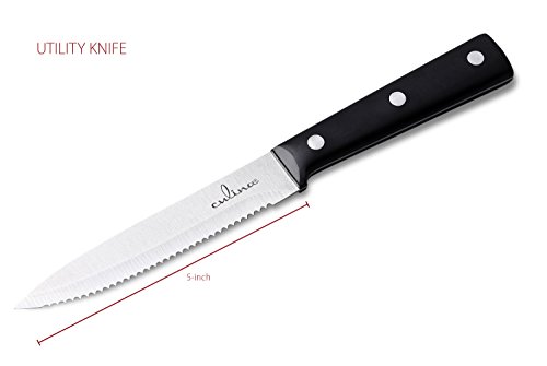 Culina 3-Piece Chef Knife Set. Triple-rivet, Full-tang : 8-inch Chef Knife, 5-inch Utility Knife, 3.5-inch Paring Knife