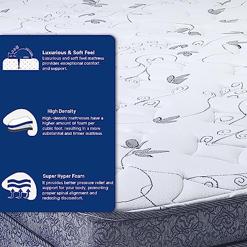 Continental Sleep 9-Inch Medium Firm Pillowtop Pocketed Coil Hybrid Mattress and 4" Low Profile Split Wood Box Spring Foundation Set, Full, White