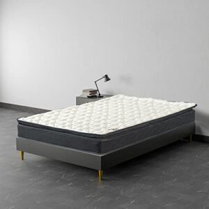 continental sleep 9-inch medium firm pillowtop pocketed coil hybrid mattress, full, white