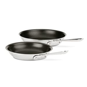 all-clad d3 3-ply stainless steel and nonstick surface 2 piece fry pan set 8, 10 inch induction pots and pans, cookware