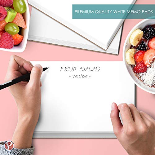 8.5 x 5.5" Blank White Memo Pads with Chipboard on the Back – Great for Writing Notes, To-Do Lists, Reminders and Shopping Lists | Gummed Top, Easy Sheet Removal | 50 Sheets per Pad, 10 Pads per Pack