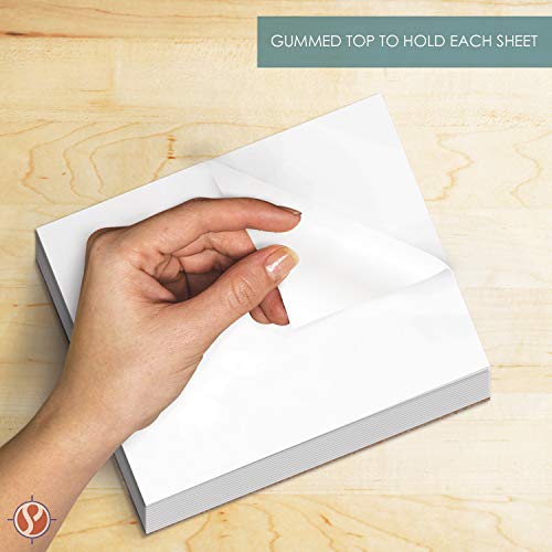 8.5 x 5.5" Blank White Memo Pads with Chipboard on the Back – Great for Writing Notes, To-Do Lists, Reminders and Shopping Lists | Gummed Top, Easy Sheet Removal | 50 Sheets per Pad, 10 Pads per Pack