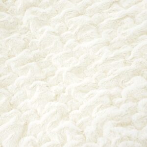 HappyCare Textiles HCT BKT-002 Luxury Quilted Faux Fur Throw Blanket, 50" by 60", Ivory/White