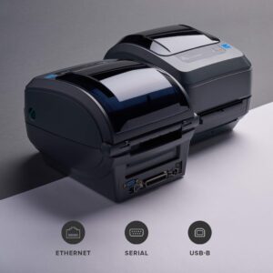 Zebra GX430t Thermal Transfer Desktop Printer Print Width of 4 in USB Serial Parallel and Ethernet Connectivity Includes Peeler - GX43-102411-000