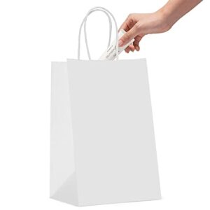 gssusa kraft paper gift bags 5.25x3.75x8 paper bags with handles, white (20 pcs), bulk kraft gift bag for shopping, craft, grocery, party, retail, lunch, business, wedding, merchandise, boutique
