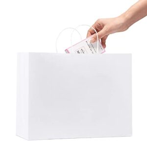 gssusa shopping bags large with handles16x6x12 white 50pcs gift bags, kraft paper bags bulk, bags for small business, paper grocery bags for boutique, merchandise