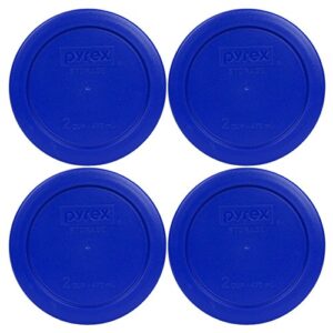 pyrex 7200-pc 2 cup cadet blue round plastic food storage lid - 4 pack