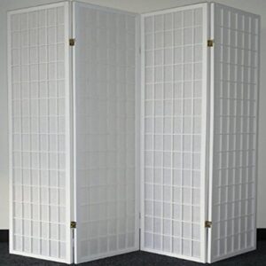 Legacy Decor 4 Panels Room Divider Privacy Screen Shoji Style 6ft high White Color