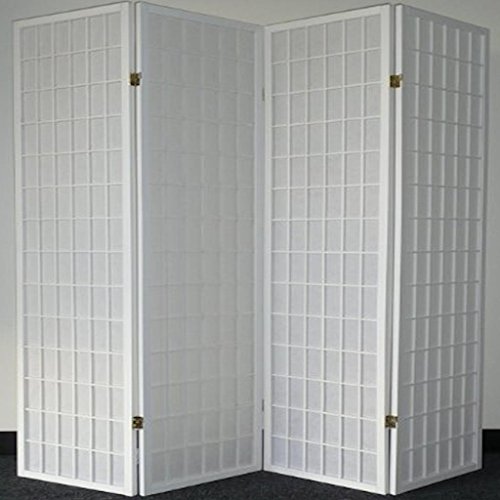 Legacy Decor 4 Panels Room Divider Privacy Screen Shoji Style 6ft high White Color