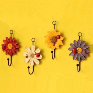 auch decorative wall hooks wall mounted art flower daisy iron hook for hanging coat hat key towel vintage hanger home livingroom door decoration(4 pack)
