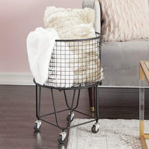 cosmoliving by cosmopolitan metal deep set metal mesh laundry basket storage cart with wheels, 17" x 17" x 25", black